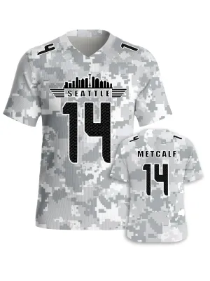 #14 Metcalf Seattle Seahawks Jersey Salute to Star Players Camouflage Jersey American Football New Fashion Jersey