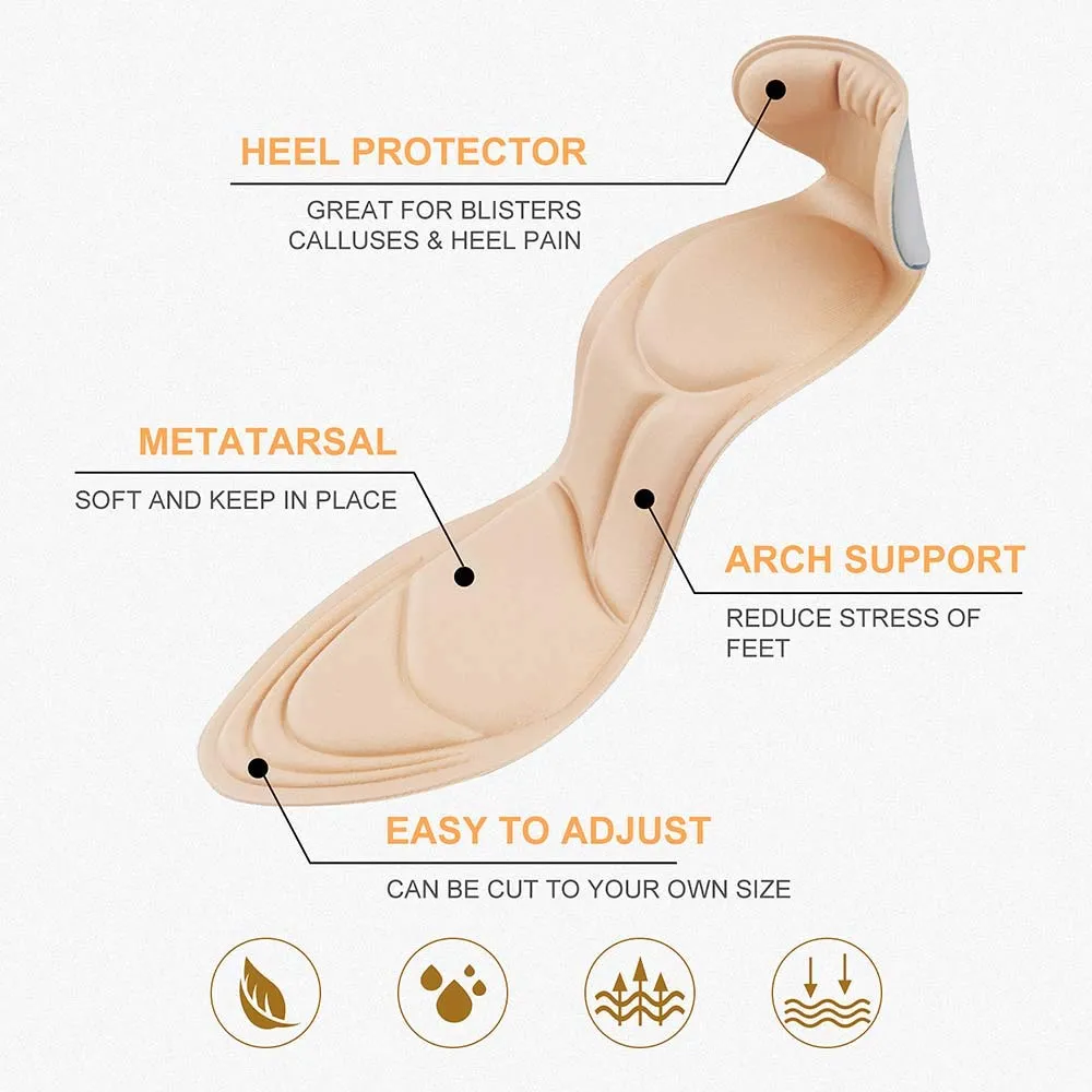 2020 New Heel Insoles, Shoe Insoles, Heel Cushions, Sponge Shoes Pads with High Heel Inserts for Loose Shoes, Metatarsal Pain, Arch Pain, Foot Pain, Heel Sore and Heel Spurs (Women 4.5-9.5)