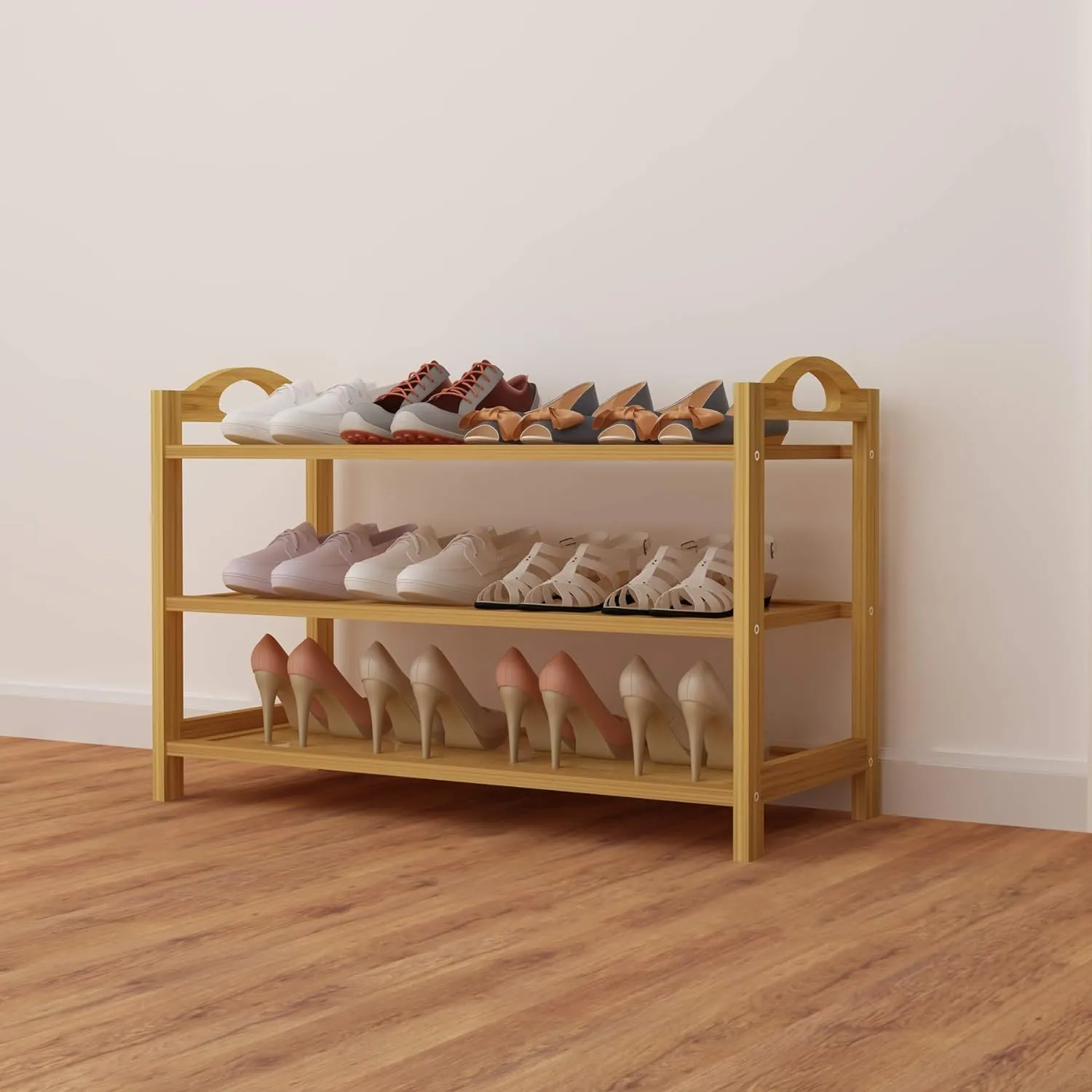 3-Tier Bamboo Shoe Rack Shoe Storage Organizer