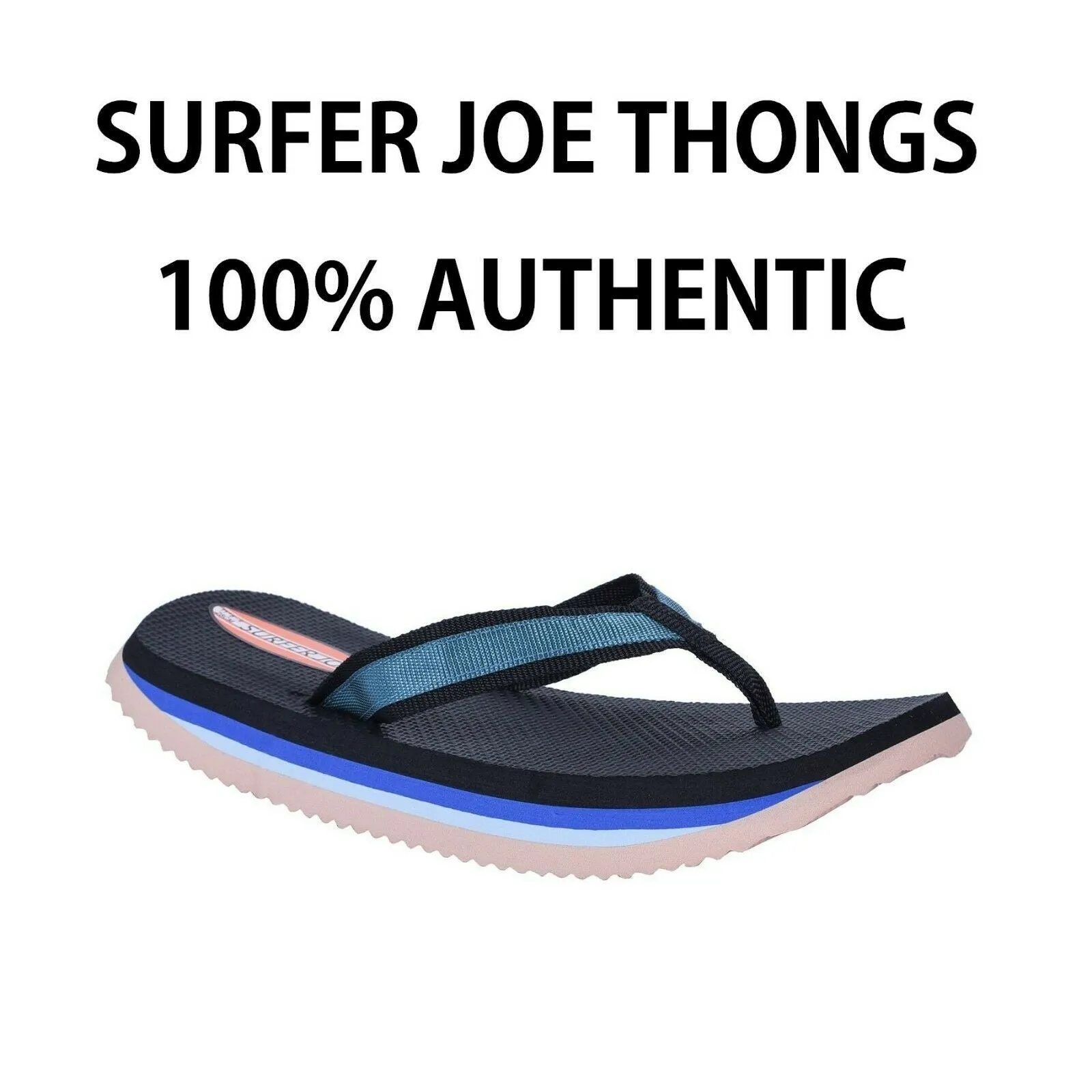 3 x Mens Original Surfer Joe Thongs Sandals Shoes Slippers Black Blue Flip Flops