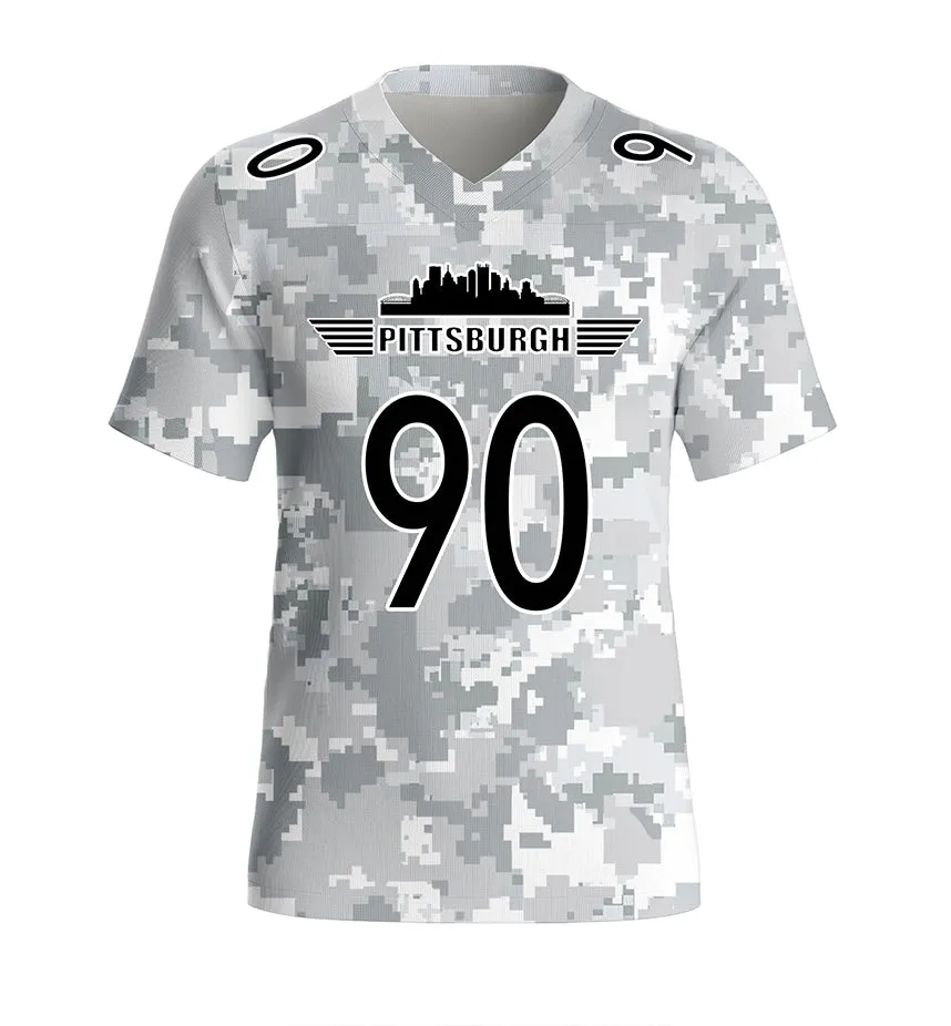 #90 Watt Pittsburgh Steelers Jersey Salute to Star Players Camouflage Jersey American Football New Fashion Jersey