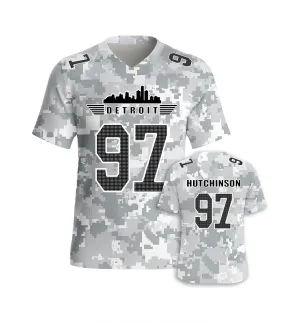 #97 Hutchinson Detroit Lions Jersey Salute to Star Players Camouflage Jersey American Football New Fashion Jersey