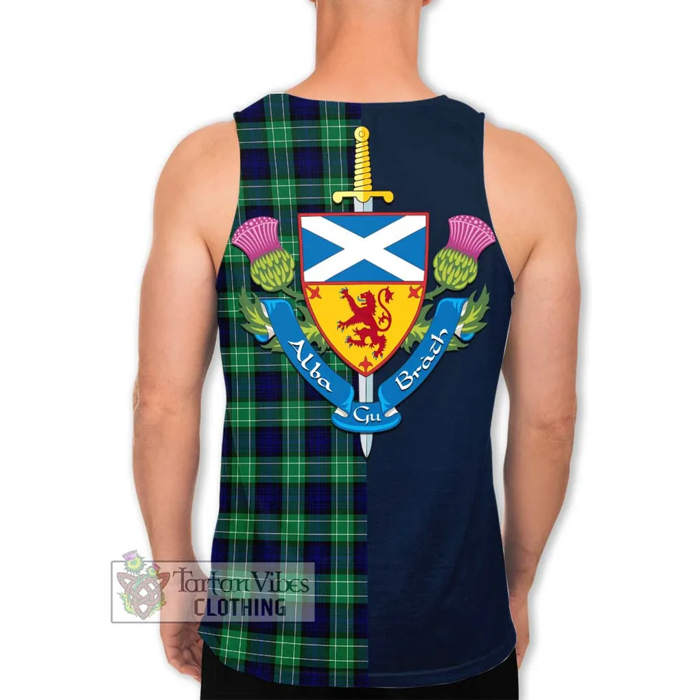 Abercrombie Tartan Men's Tank Top Alba with Scottish Lion Royal Arm Half Style