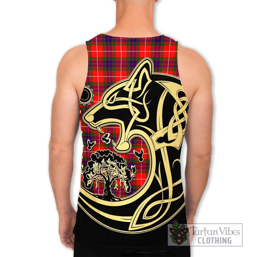 Abernethy Tartan Men's Tank Top with Family Crest Celtic Wolf Style