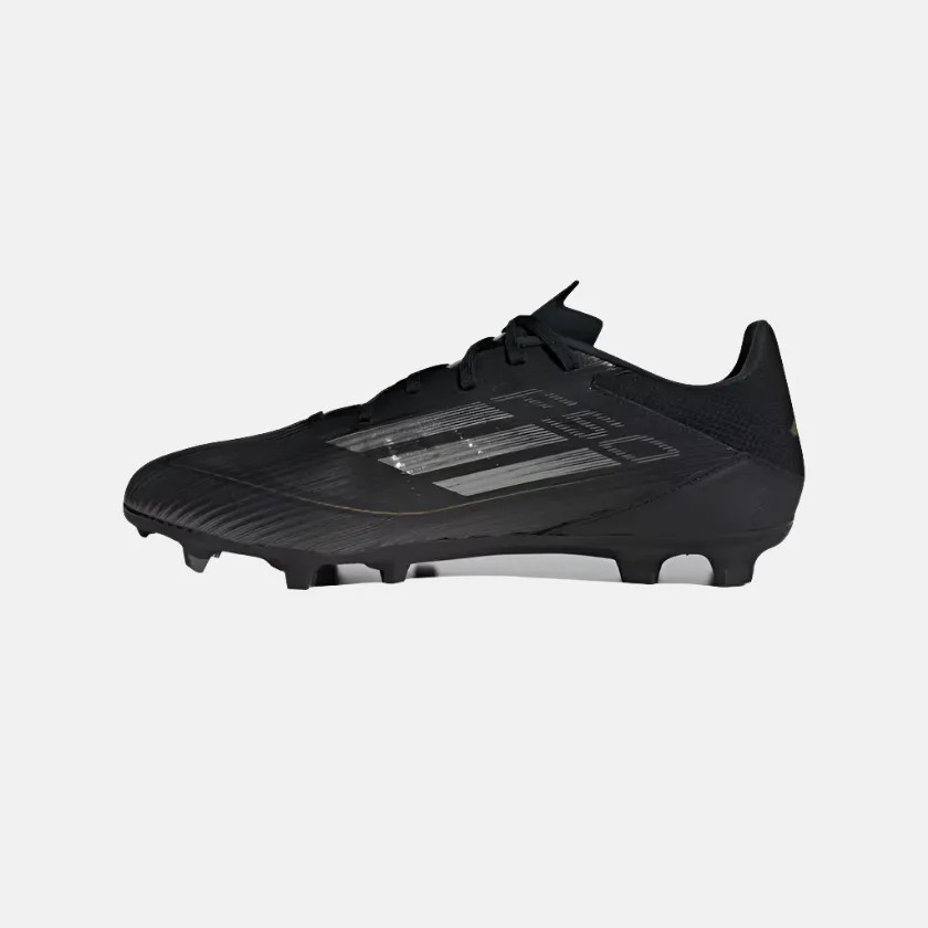 Adidas F50 League Firm/Multi-Ground Football Shoes -Core Black/Iron Metallic/Gold Metallic