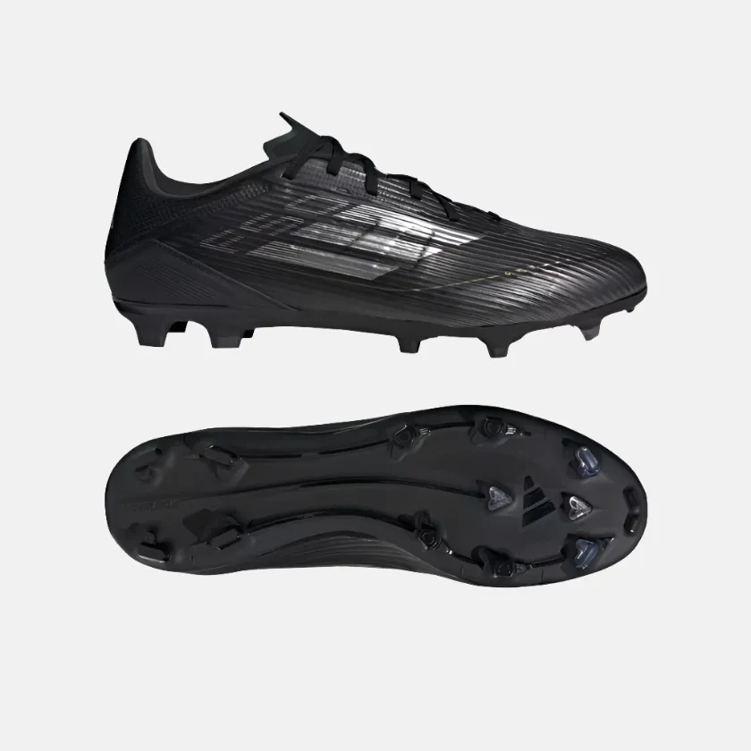 Adidas F50 League Firm/Multi-Ground Football Shoes -Core Black/Iron Metallic/Gold Metallic