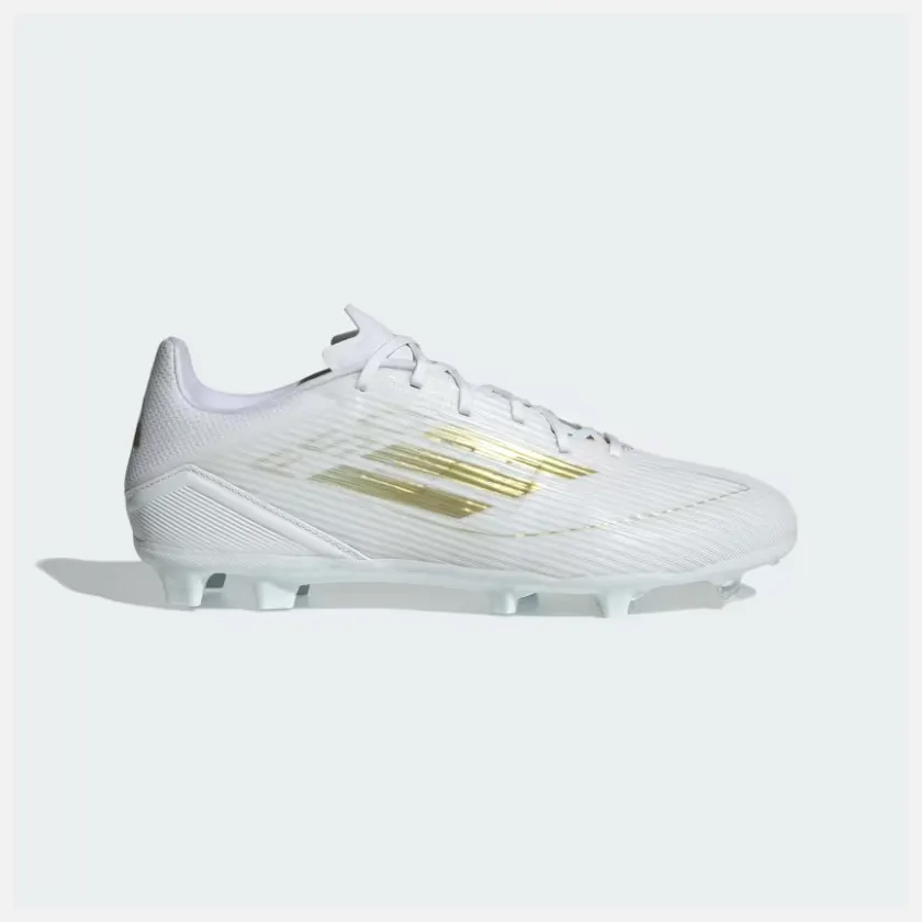 Adidas F50 League Firm/Multi-Ground Men's Football Shoes -Cloud White/Gold Metallic/Cloud White