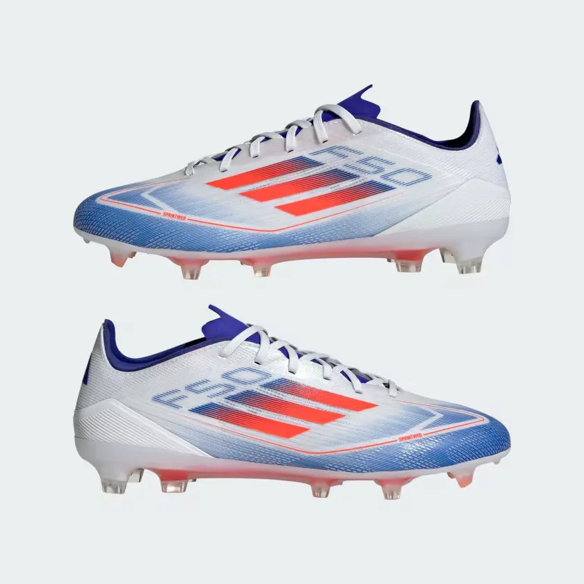 Adidas F50 Pro Firm Ground Football Shoes -Cloud White/Solar Red/Lucid Blue