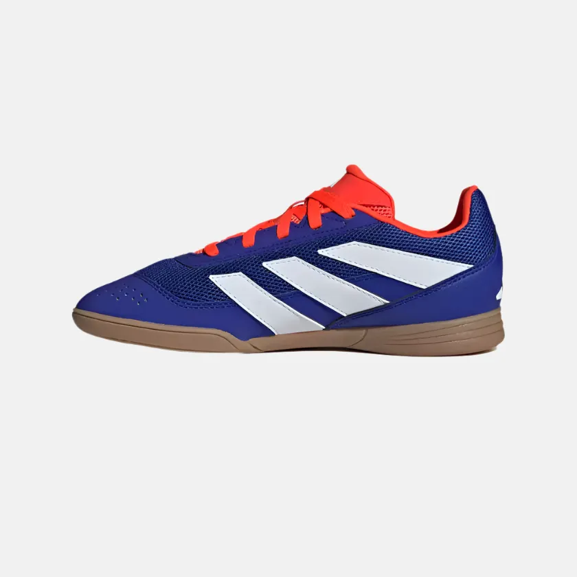 Adidas Predator Club Indoor Sala Kids Unisex Football Shoes (8-14 Year) -Cloud White/Lucid Blue/Solar Red