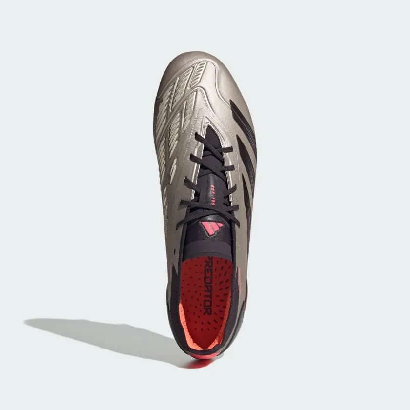 adidas Predator Elite FG Boots- Platinum/Charcoal/Red