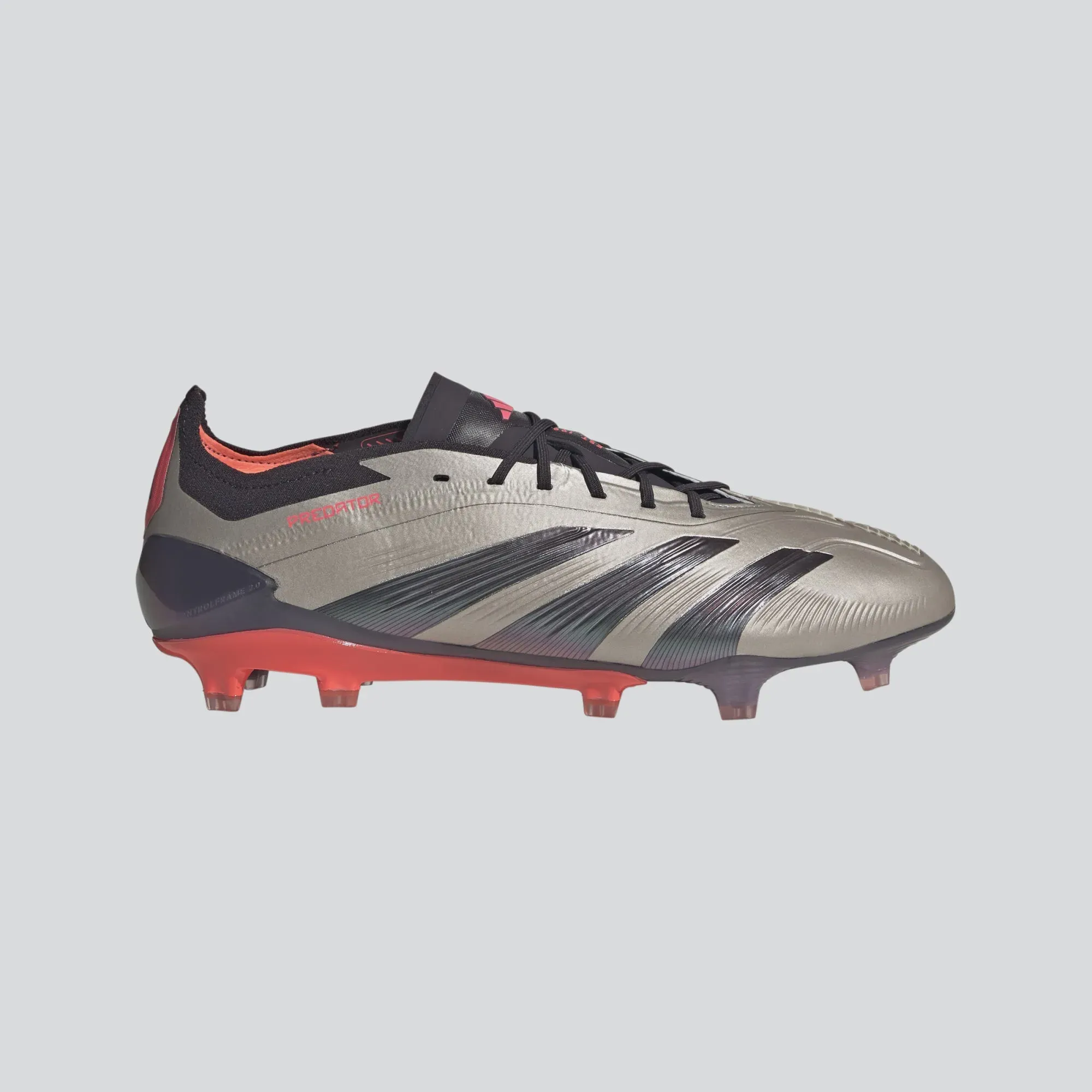 adidas Predator Elite FG Boots- Platinum/Charcoal/Red