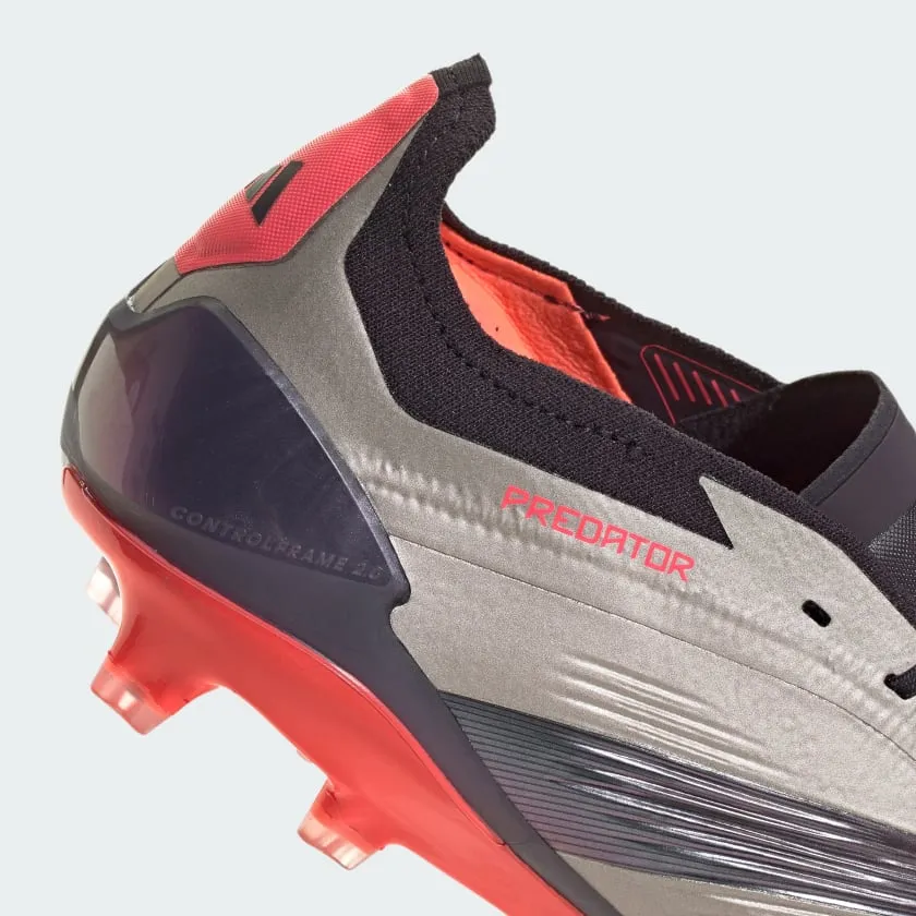 adidas Predator Elite FG Boots- Platinum/Charcoal/Red