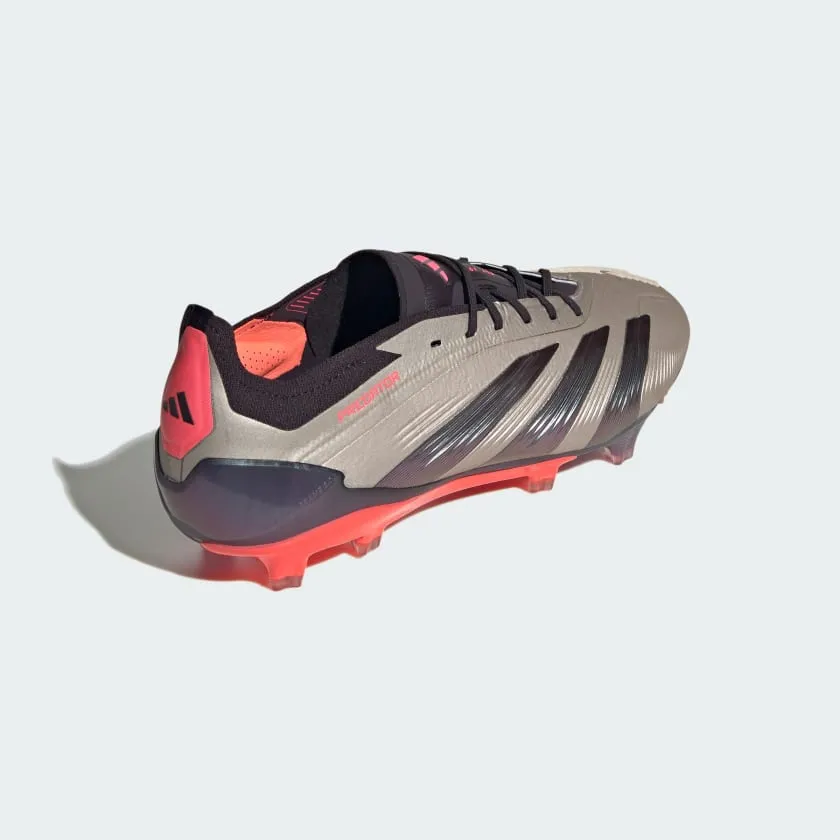 adidas Predator Elite FG Boots- Platinum/Charcoal/Red