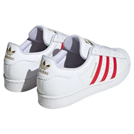 Adidas Women's Superstar Shoes - Cloud White / Better Scarlet / Gold Metallic