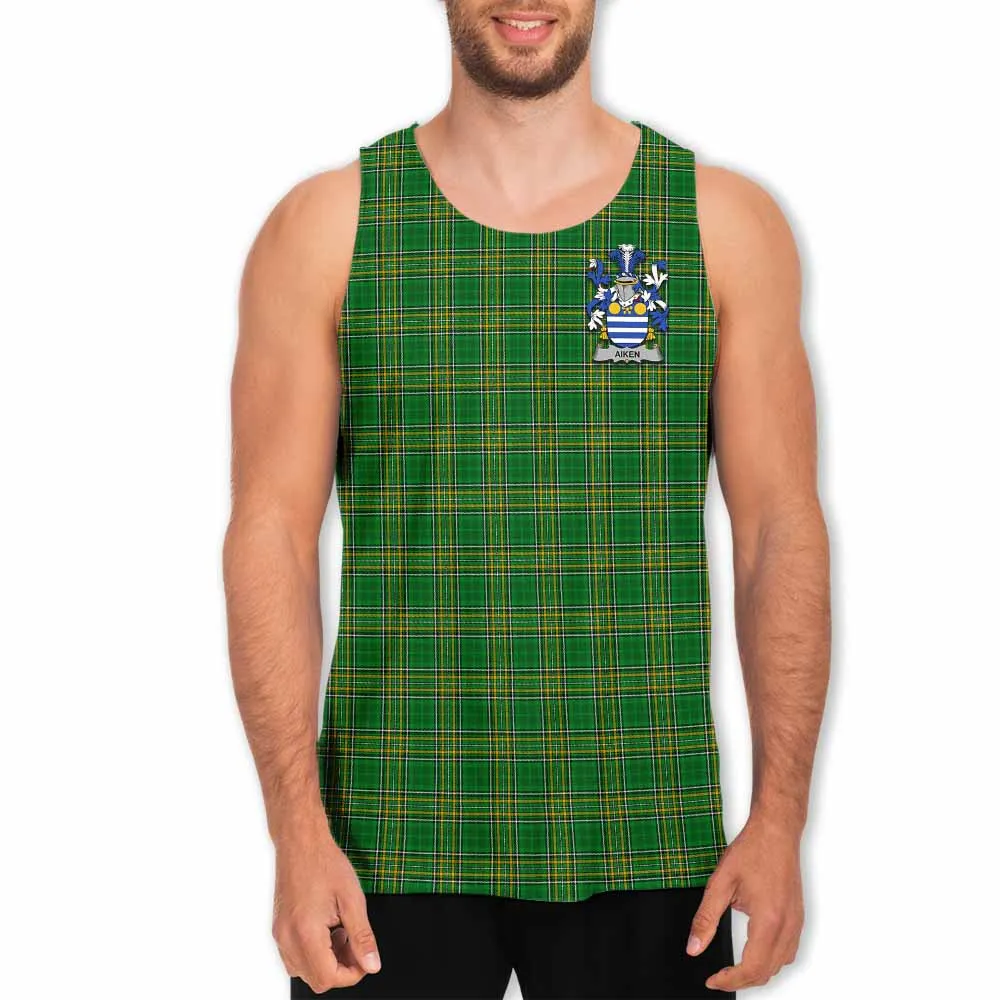 Aiken Irish Clan Tartan Men's Tank Top with Coat of Arms