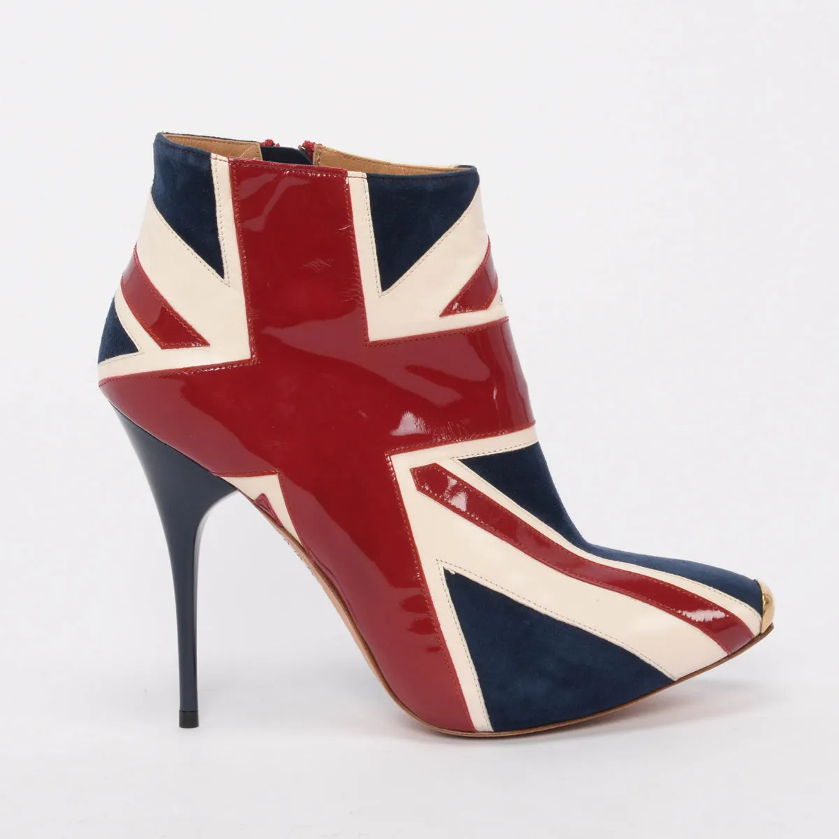 Alexander McQueen Red & Blue Patent & Suede Union Jack Boots 38