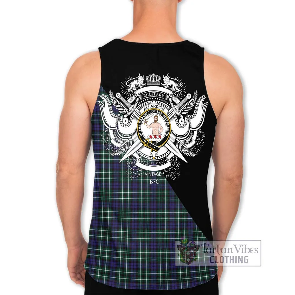 Allardice Tartan Men's Tank Top with Family Crest and Military Logo Style