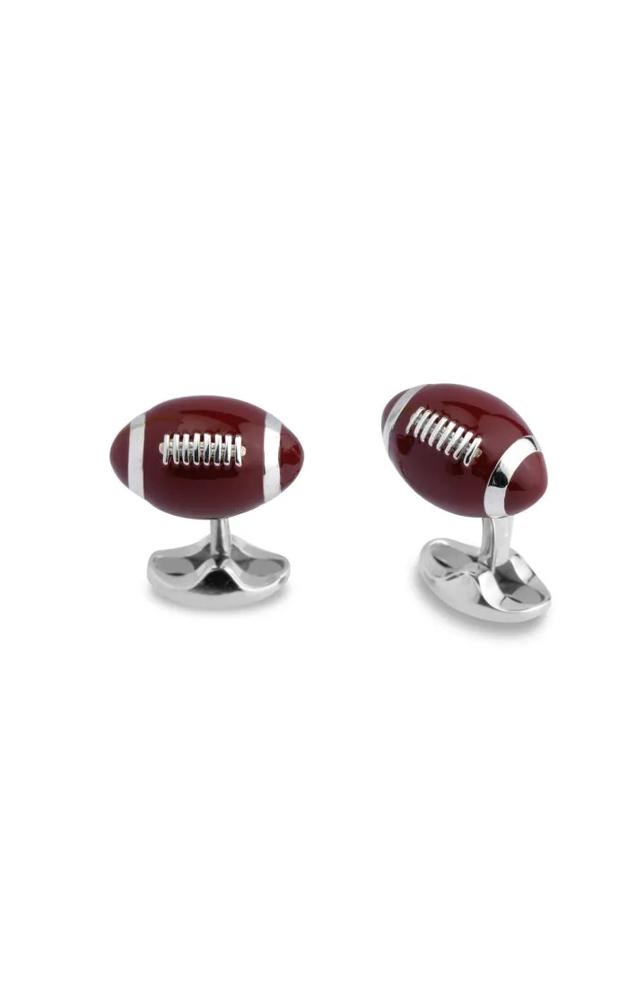 American Football Cufflinks, Sterling Silver