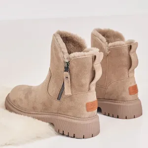 Amozae Snow Boots Women Winter 2024 Plus Woman Shoes Warm Boots Thick Cotton Boots Botas De Mujer Zipper Reverse Fleece Leather Shoes