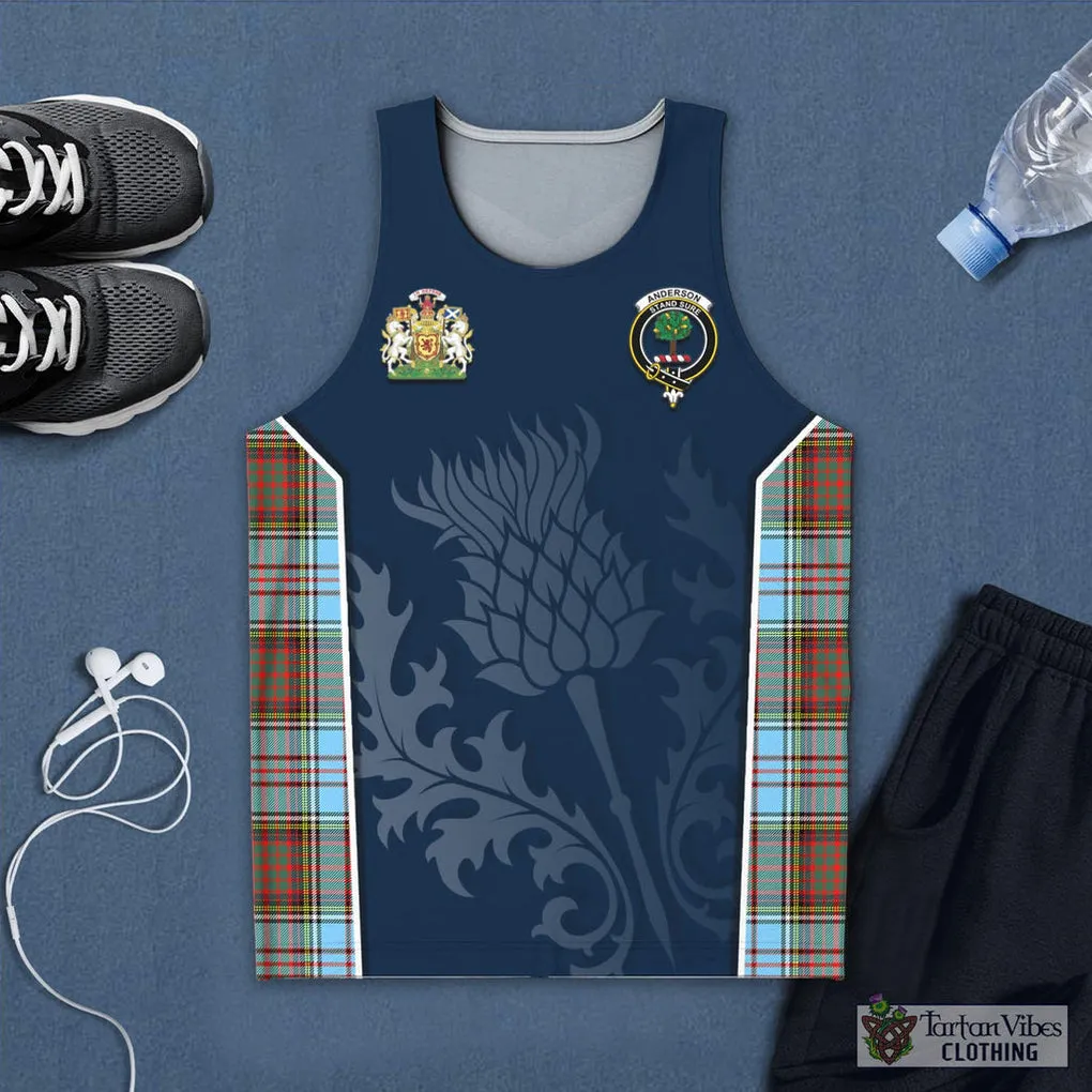 Anderson Ancient Tartan Men's Tanks Top with Family Crest and Scottish Thistle Vibes Sport Style