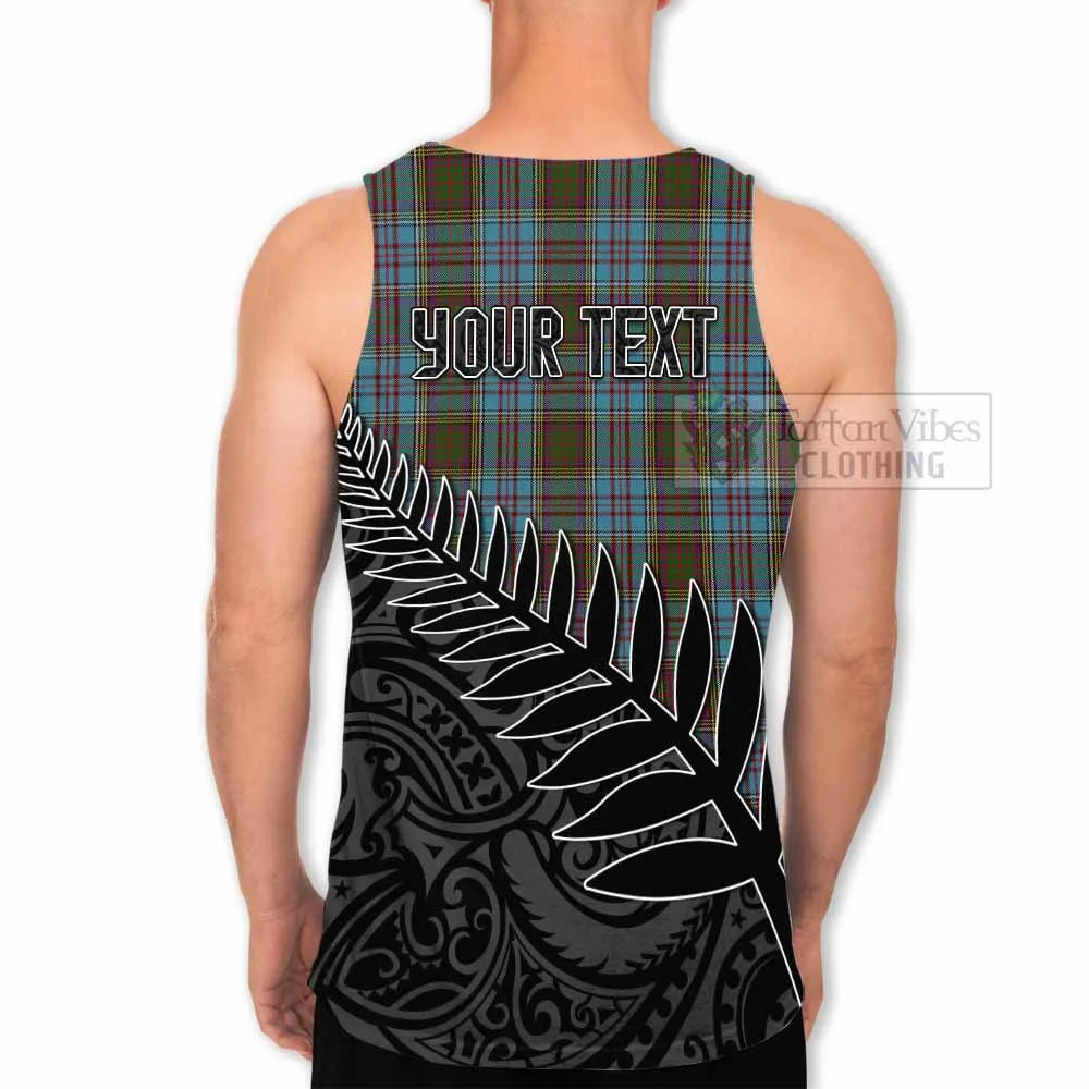 Anderson Crest Tartan Men's Tank Top with New Zealand Silver Fern Half Style