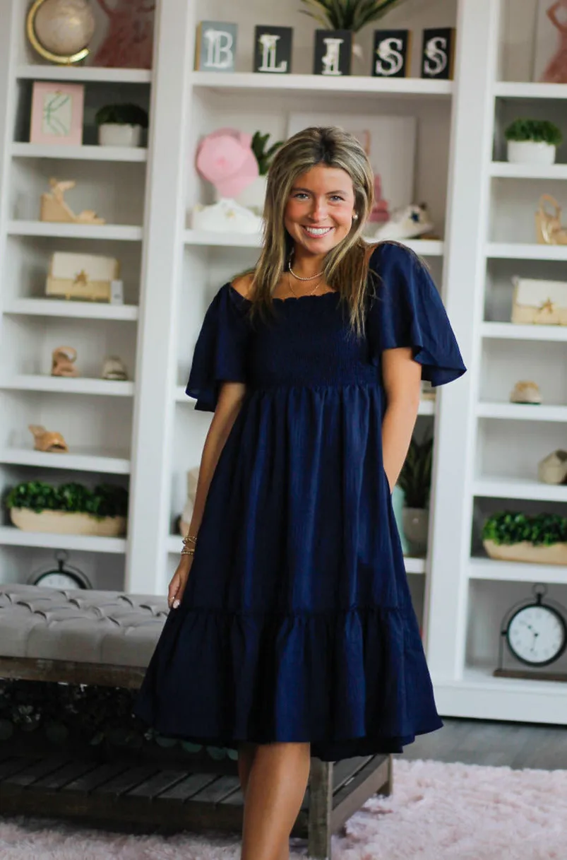 Angela Navy Dress