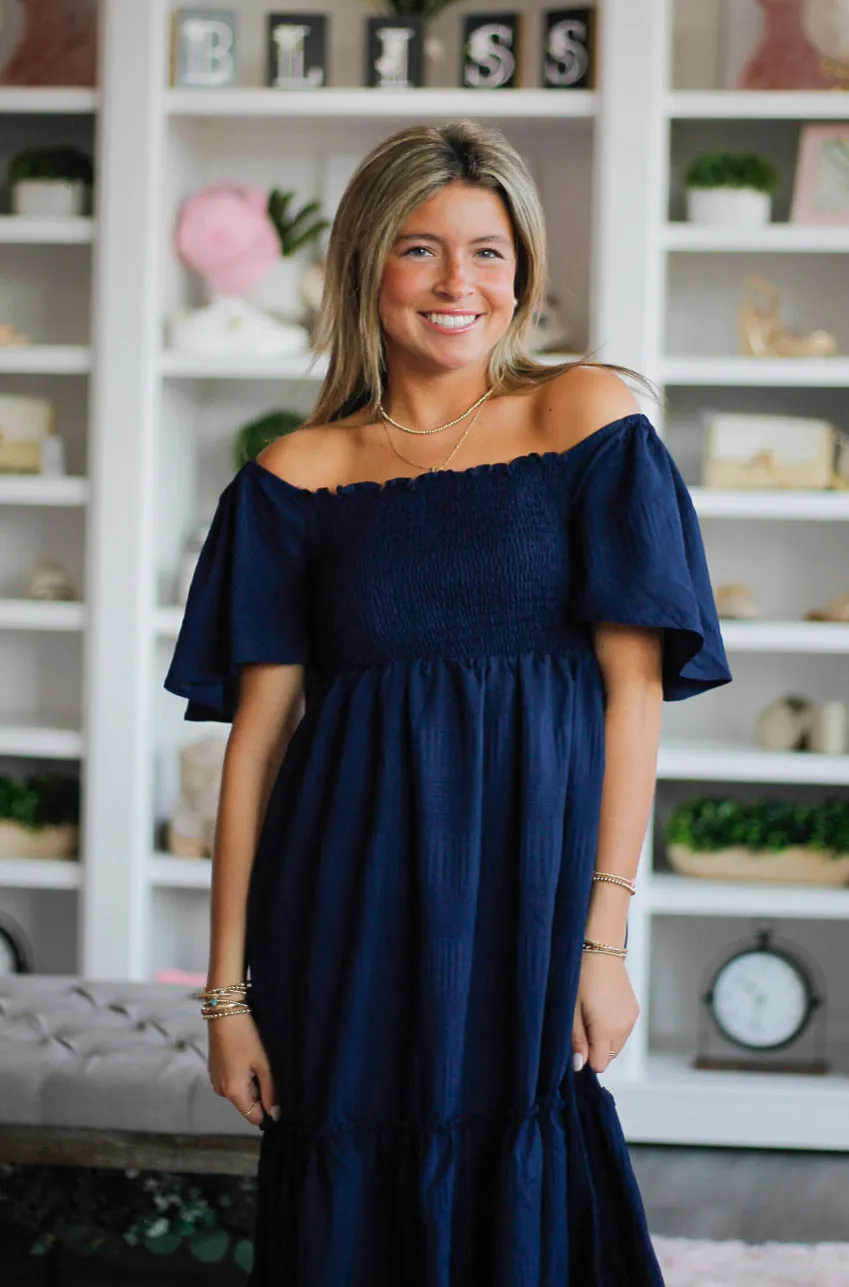 Angela Navy Dress