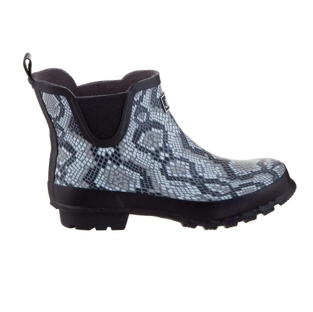 Ankle Height Rain Boots - Snakeskin - Wide Foot - Easy to Slip On