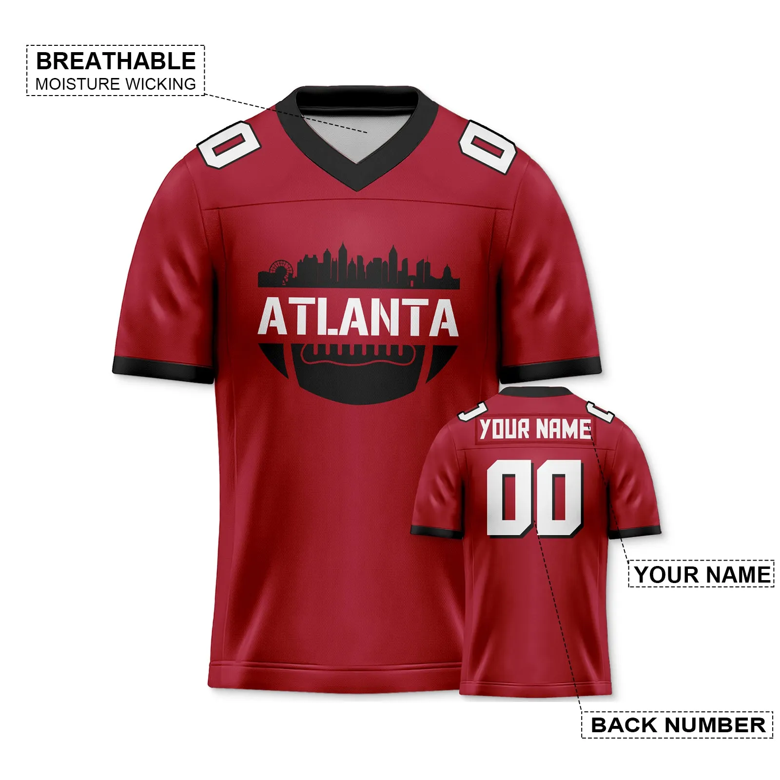 Atlanta Braves City Custom Football Jersey for Men Women Youth Personalized Name Number Sports Apparel Shirts for Fans Gifts