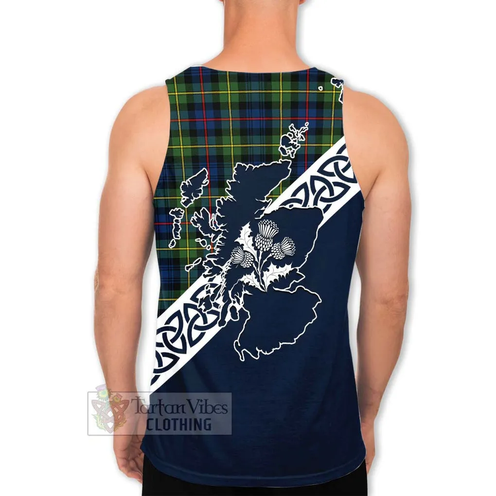 Baillie (Bailey) Tartan Men's Tank Top Featuring Thistle and Scotland Map