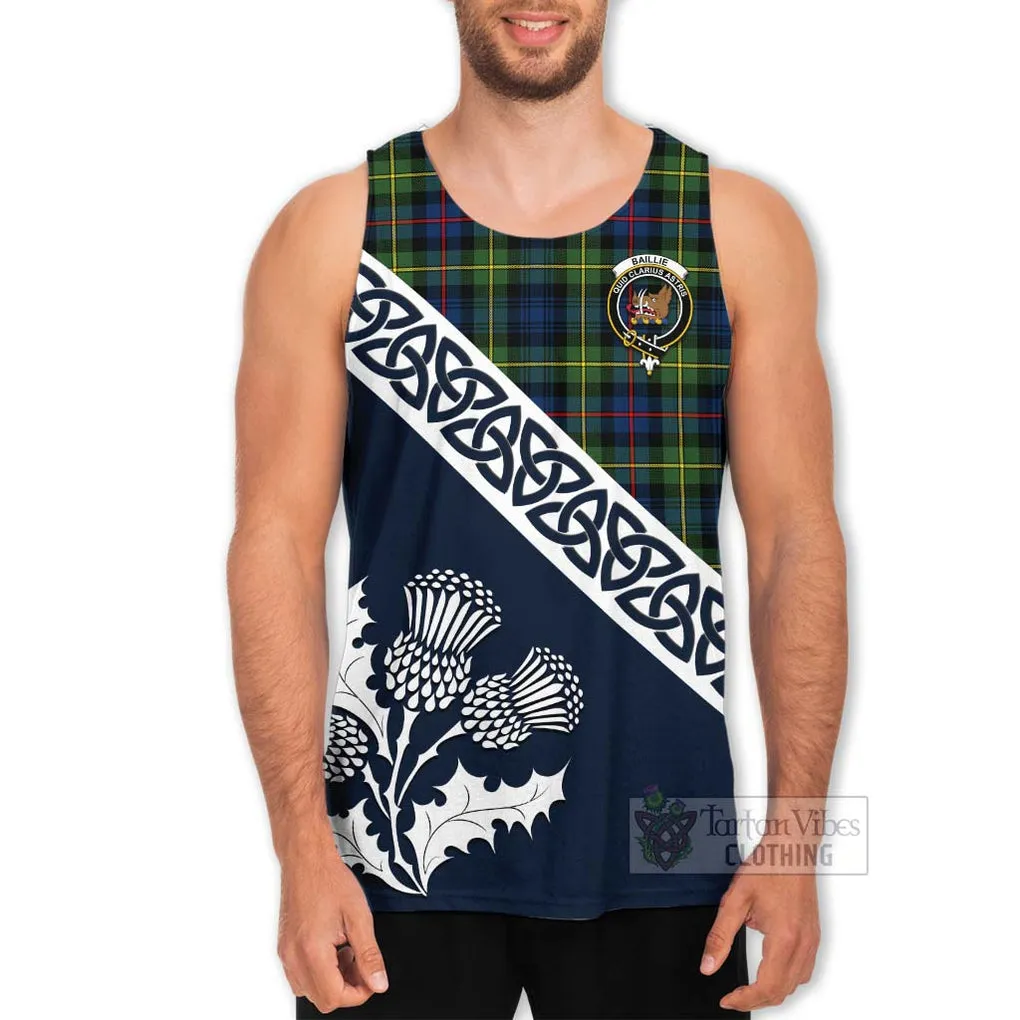 Baillie (Bailey) Tartan Men's Tank Top Featuring Thistle and Scotland Map