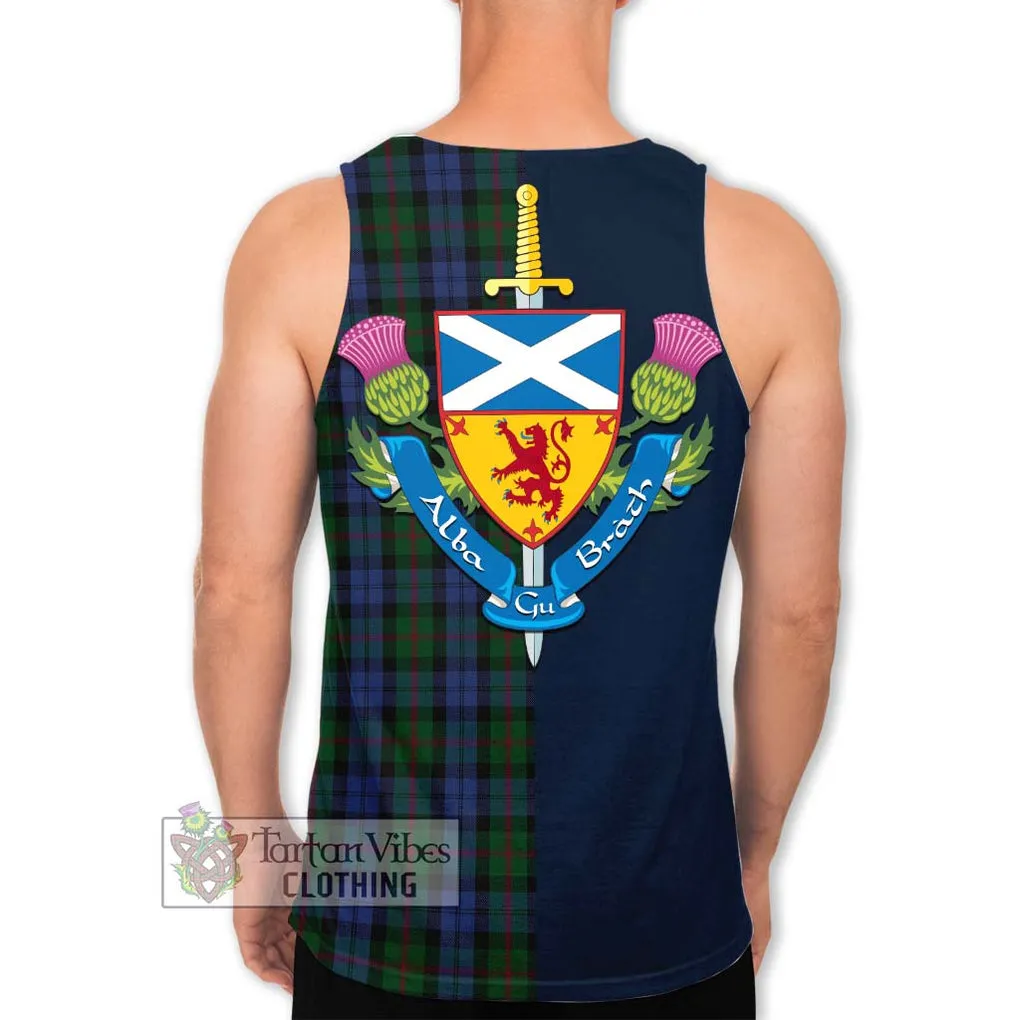 Baird Tartan Men's Tank Top Alba with Scottish Lion Royal Arm Half Style