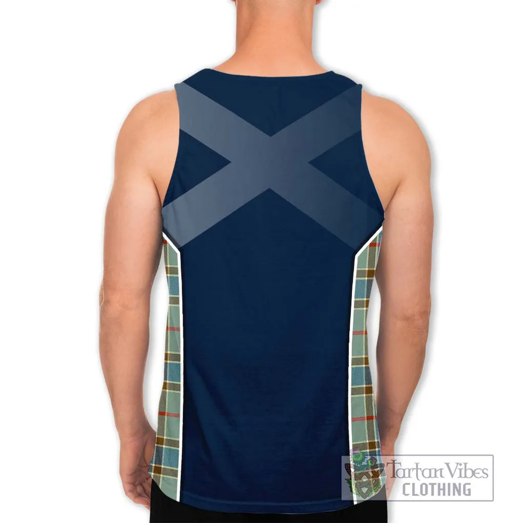 Balfour Blue Tartan Men's Tank Top with Family Crest and Lion Rampant Vibes Sport Style