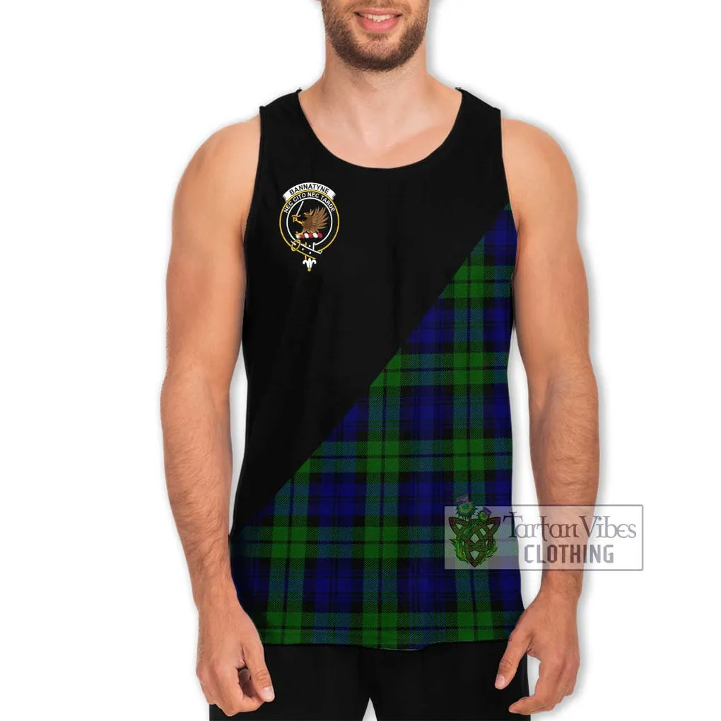 Bannatyne Tartan Men's Tank Top with Family Crest and Military Logo Style