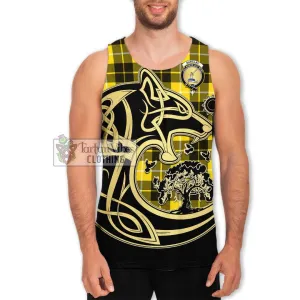 Barclay Dress Modern Tartan Men's Tank Top with Family Crest Celtic Wolf Style