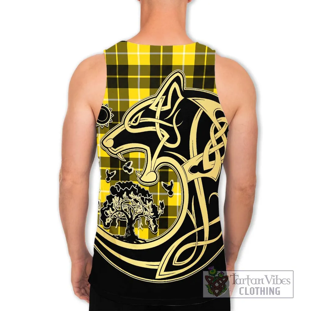 Barclay Dress Modern Tartan Men's Tank Top with Family Crest Celtic Wolf Style