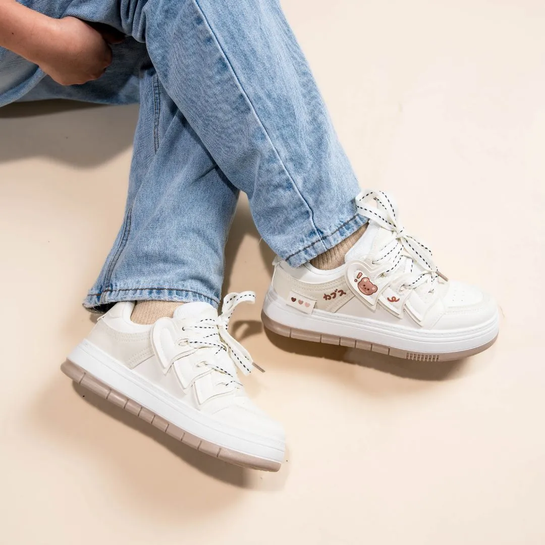 Bear Essentials Casual White Sneakers - Women's