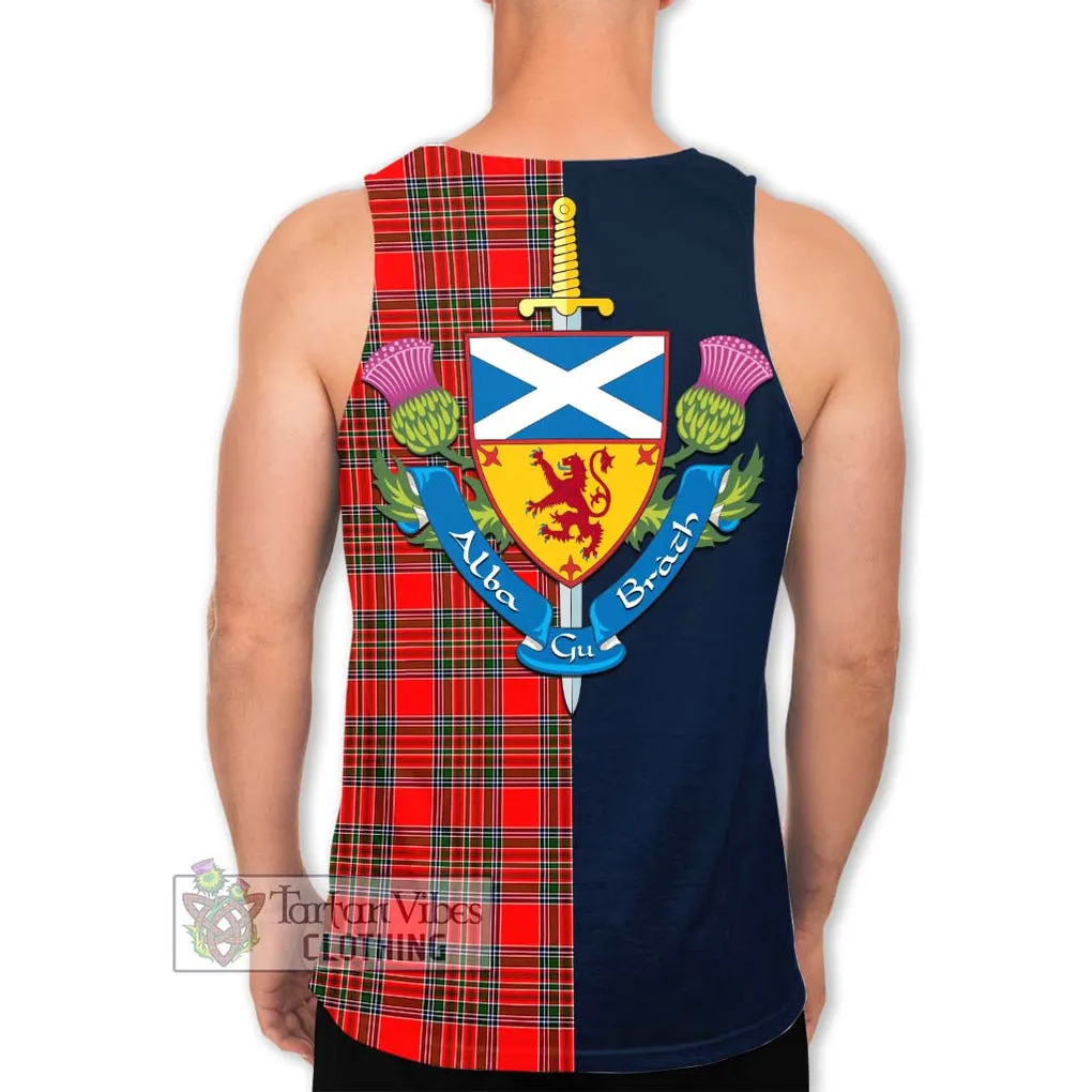 Binning Tartan Men's Tank Top Alba with Scottish Lion Royal Arm Half Style