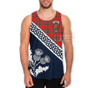 Binning Tartan Men's Tank Top Featuring Thistle and Scotland Map