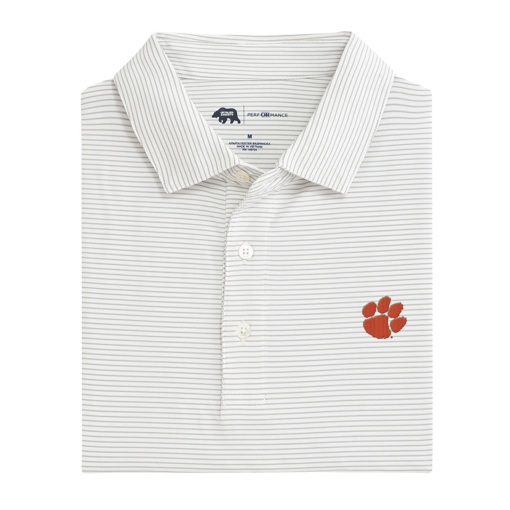 Birdie Stripe Clemson Paw Polo