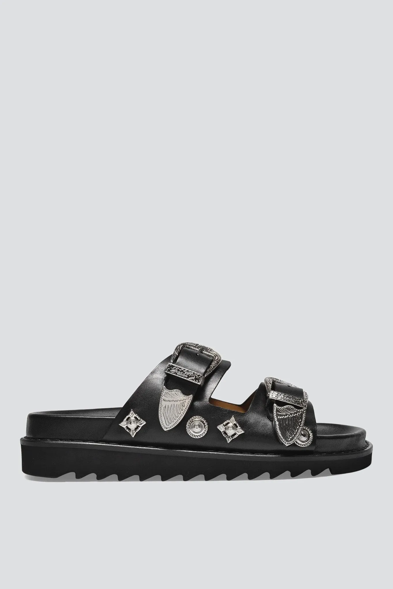 Black Metal Buckle Sandal