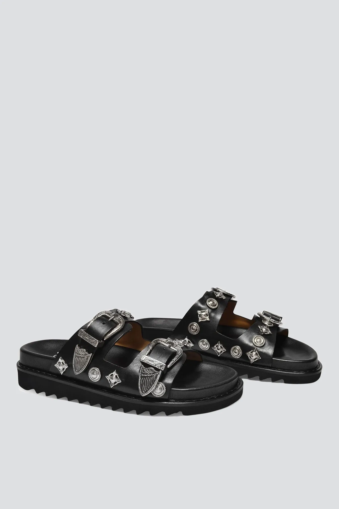 Black Metal Buckle Sandal