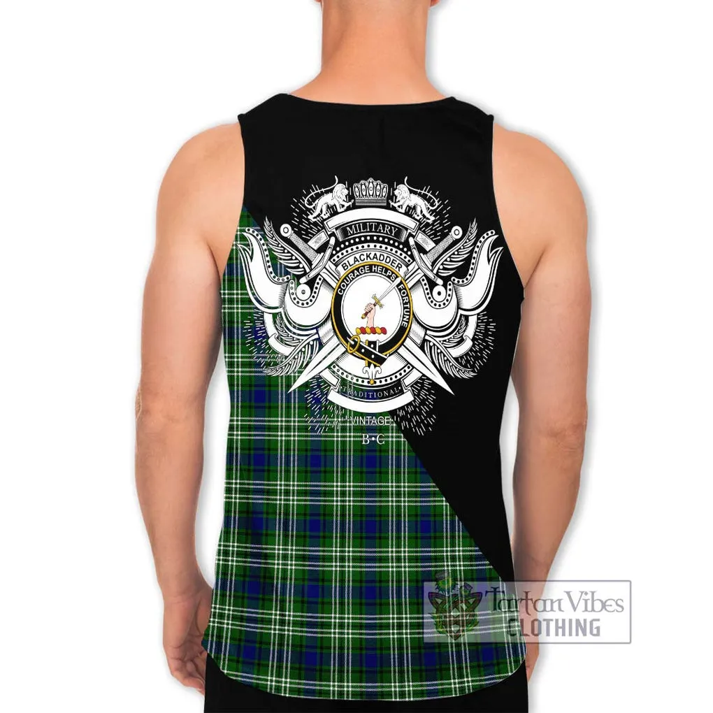 Blackadder Tartan Men's Tank Top with Family Crest and Military Logo Style