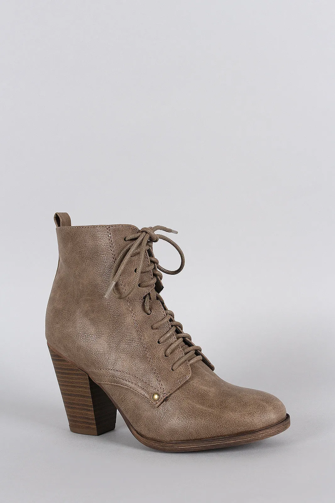 Breckelle Combat Stacked Bootie