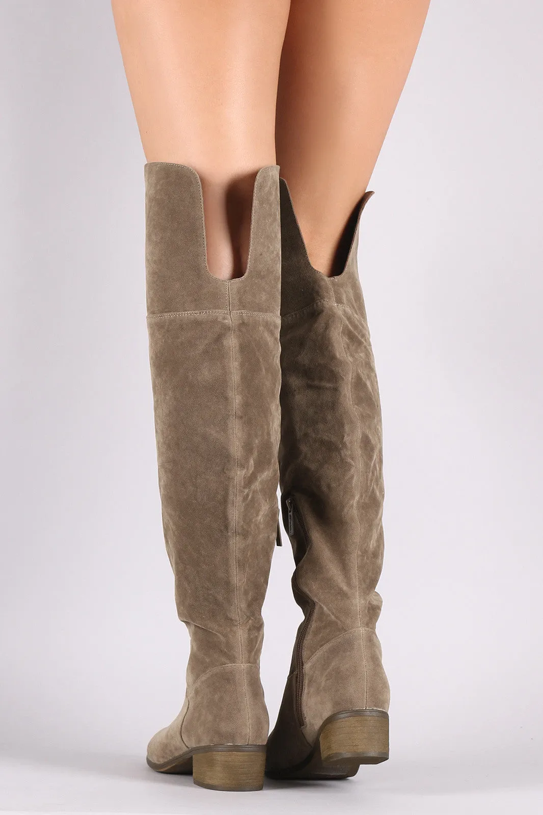 Breckelle Suede Slit Riding Over-The-Knee Boots