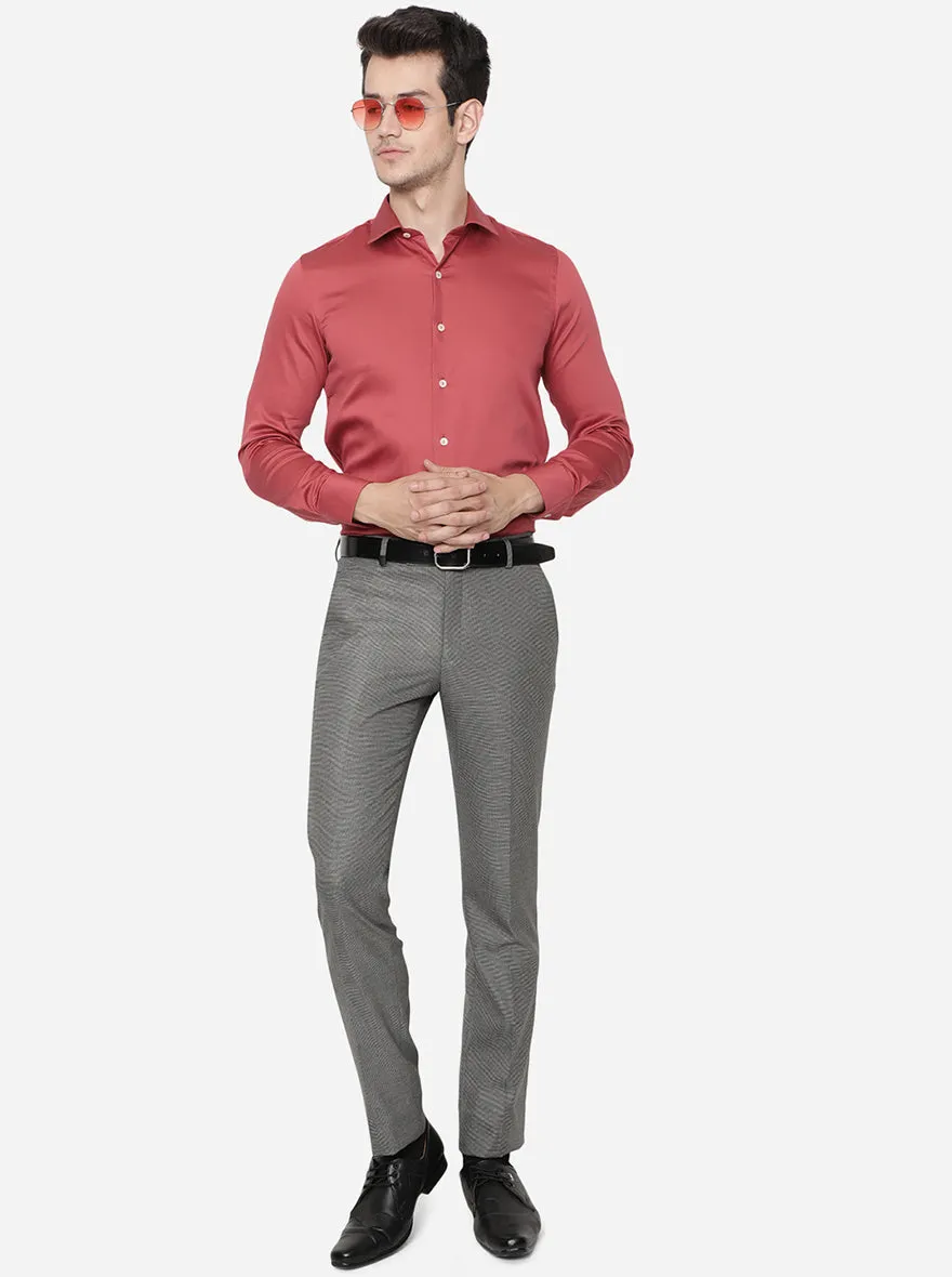 Brick Red Solid Slim Fit Party Wear Shirt | Wyre