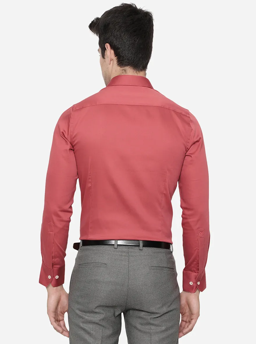 Brick Red Solid Slim Fit Party Wear Shirt | Wyre