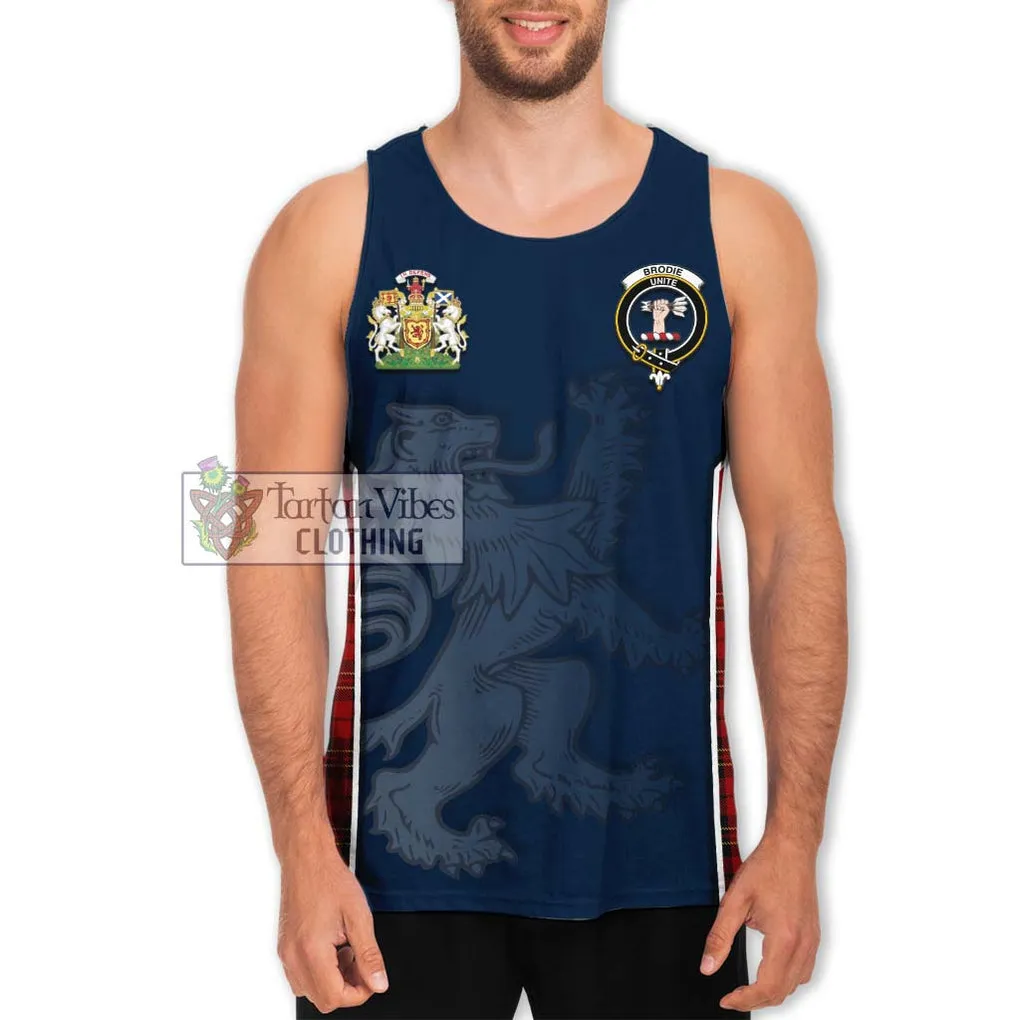 Brodie Tartan Men's Tank Top with Family Crest and Lion Rampant Vibes Sport Style