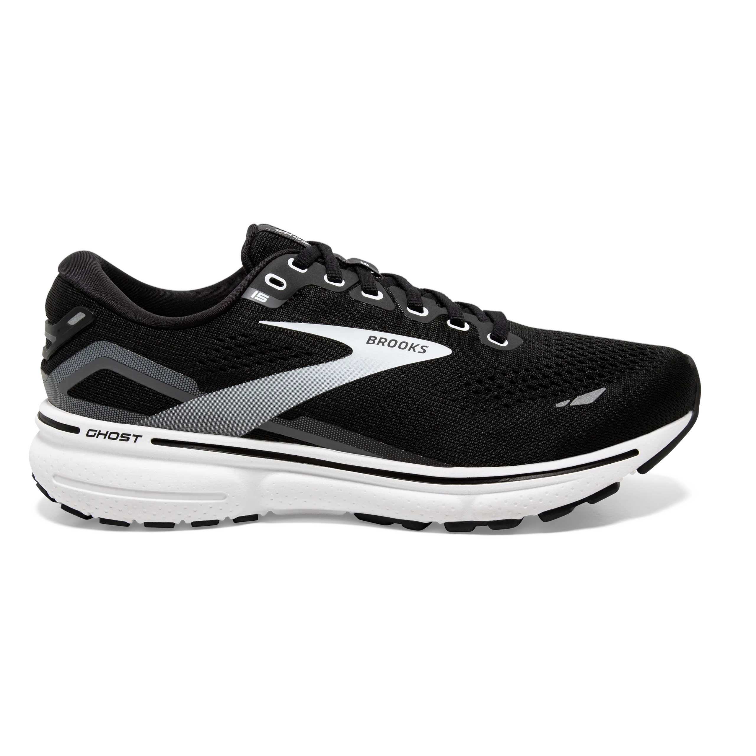 Brooks | Ghost 15 | Men's | Black/Blackened Pearl/White