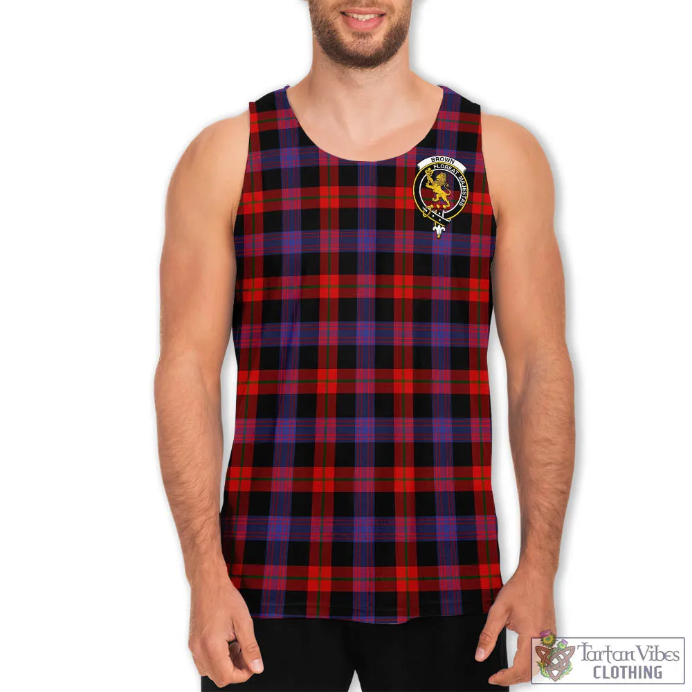 Brown (Broun) Tartan Men's Tanks Top with Family Crest